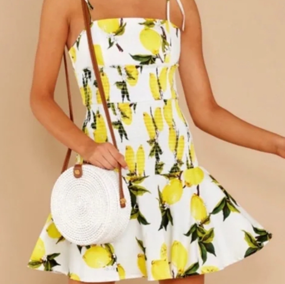 English Factory Lemon Print Mini Dress Size XS